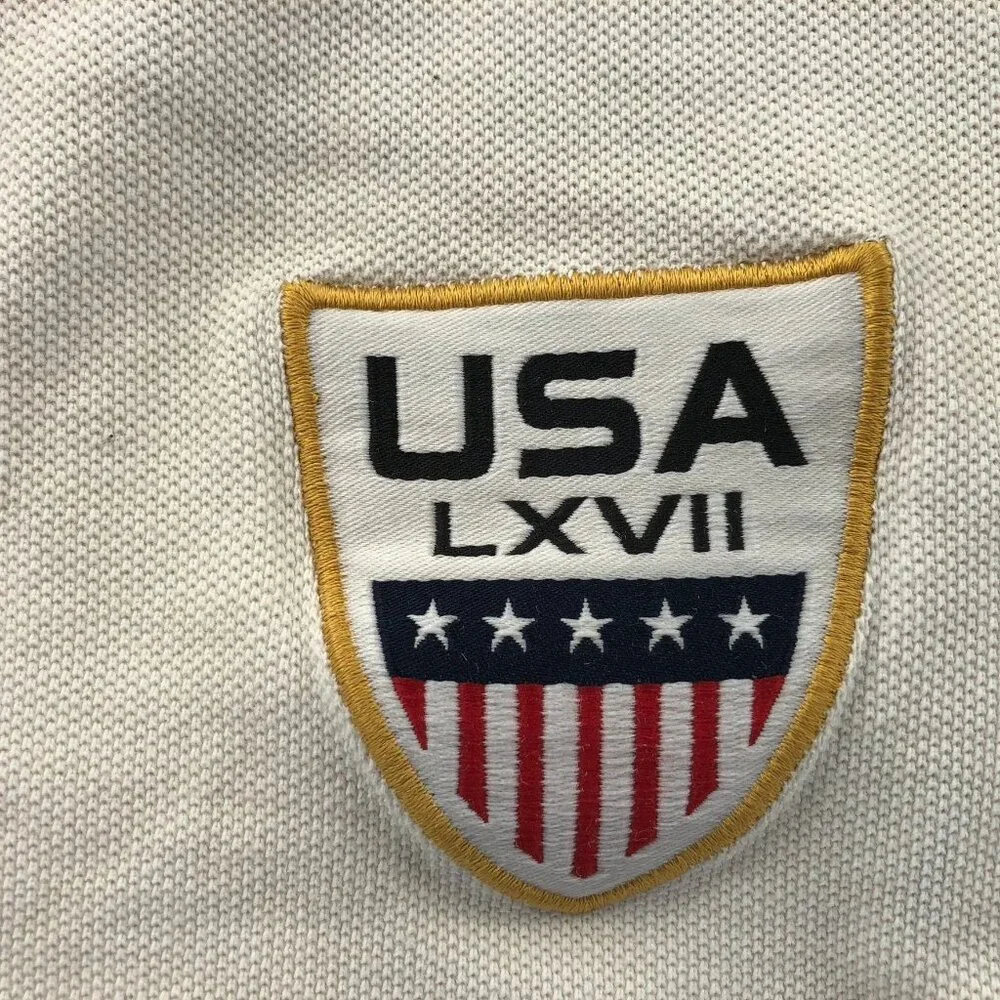 Polo Ralph Lauren Mens Polo Shirt XL White Embroidered USA Custom Fit Casual Top
